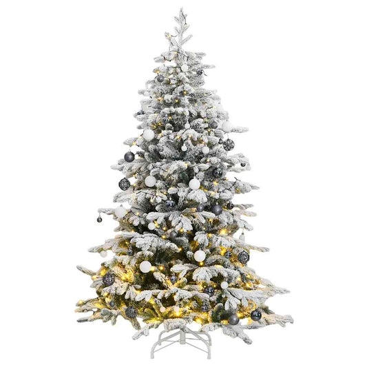 Artificial Hinged Christmas Tree Green and White PVC, PE, Iron
