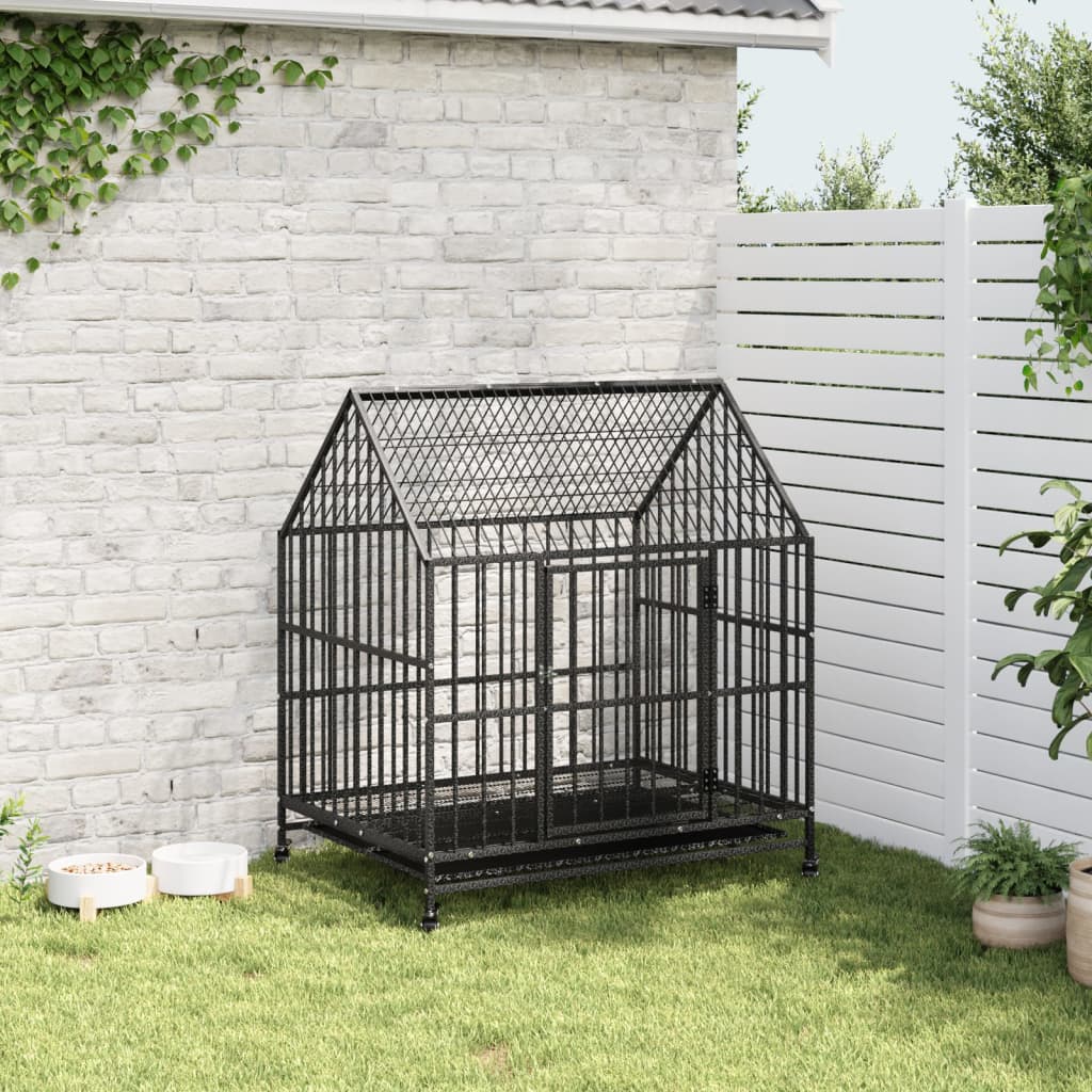 Dog Cage Black Galvanized steel Large Dog Cage Rectangular