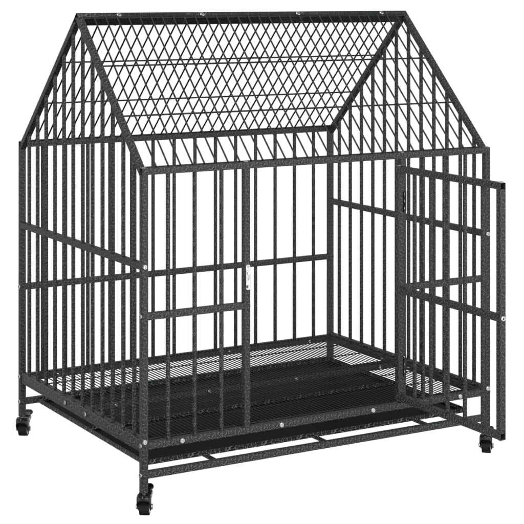 Dog Cage Black Galvanized steel Large Dog Cage Rectangular