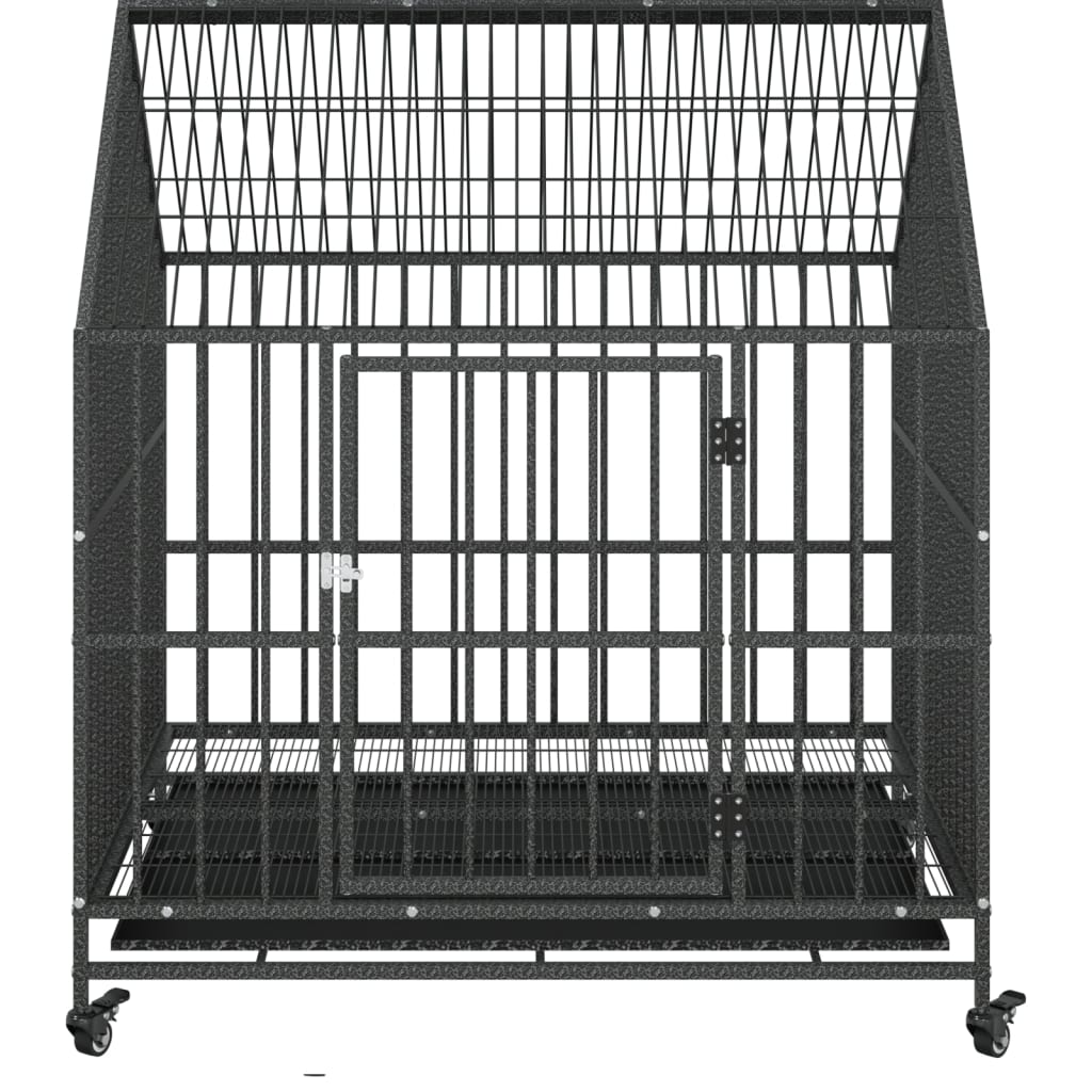 Dog Cage Black Galvanized steel Large Dog Cage Rectangular