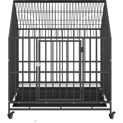 Dog Cage Black Galvanized steel Large Dog Cage Rectangular