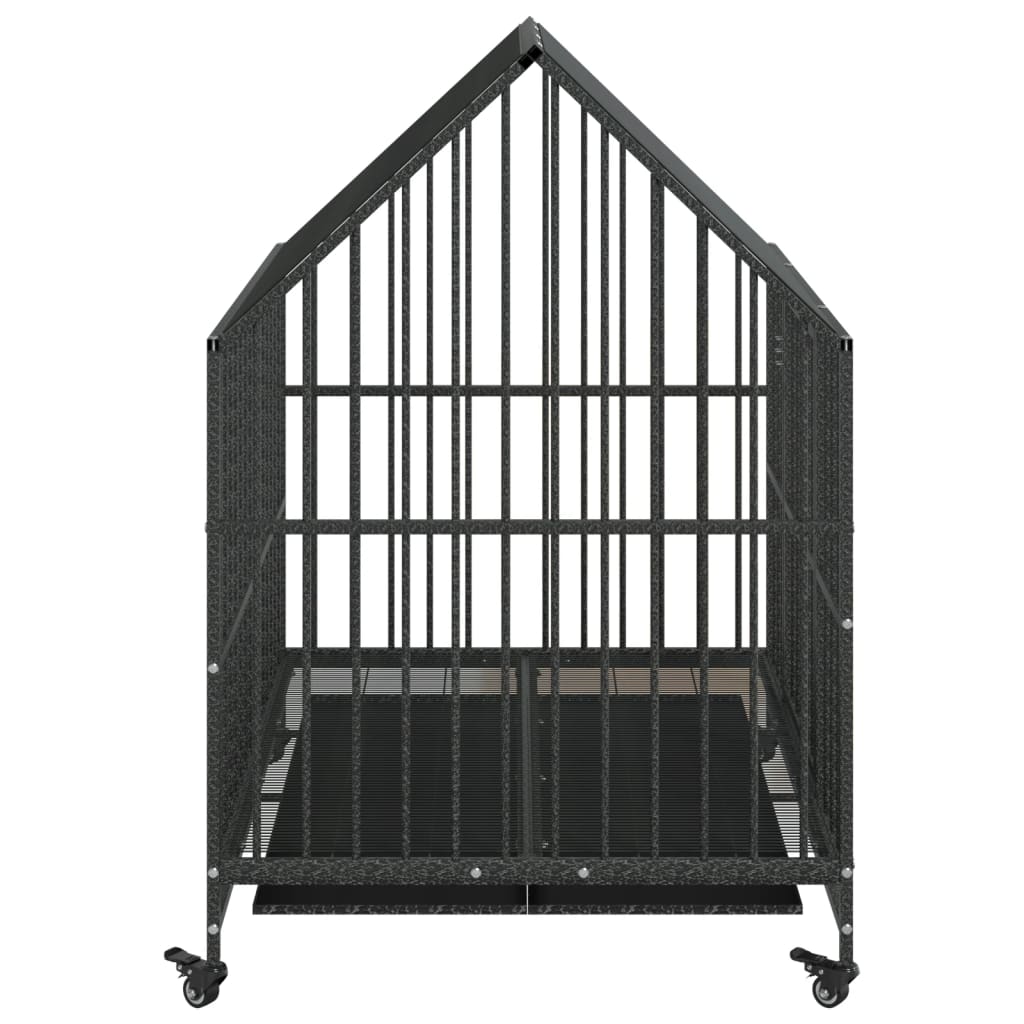 Dog Cage Black Galvanized steel Large Dog Cage Rectangular