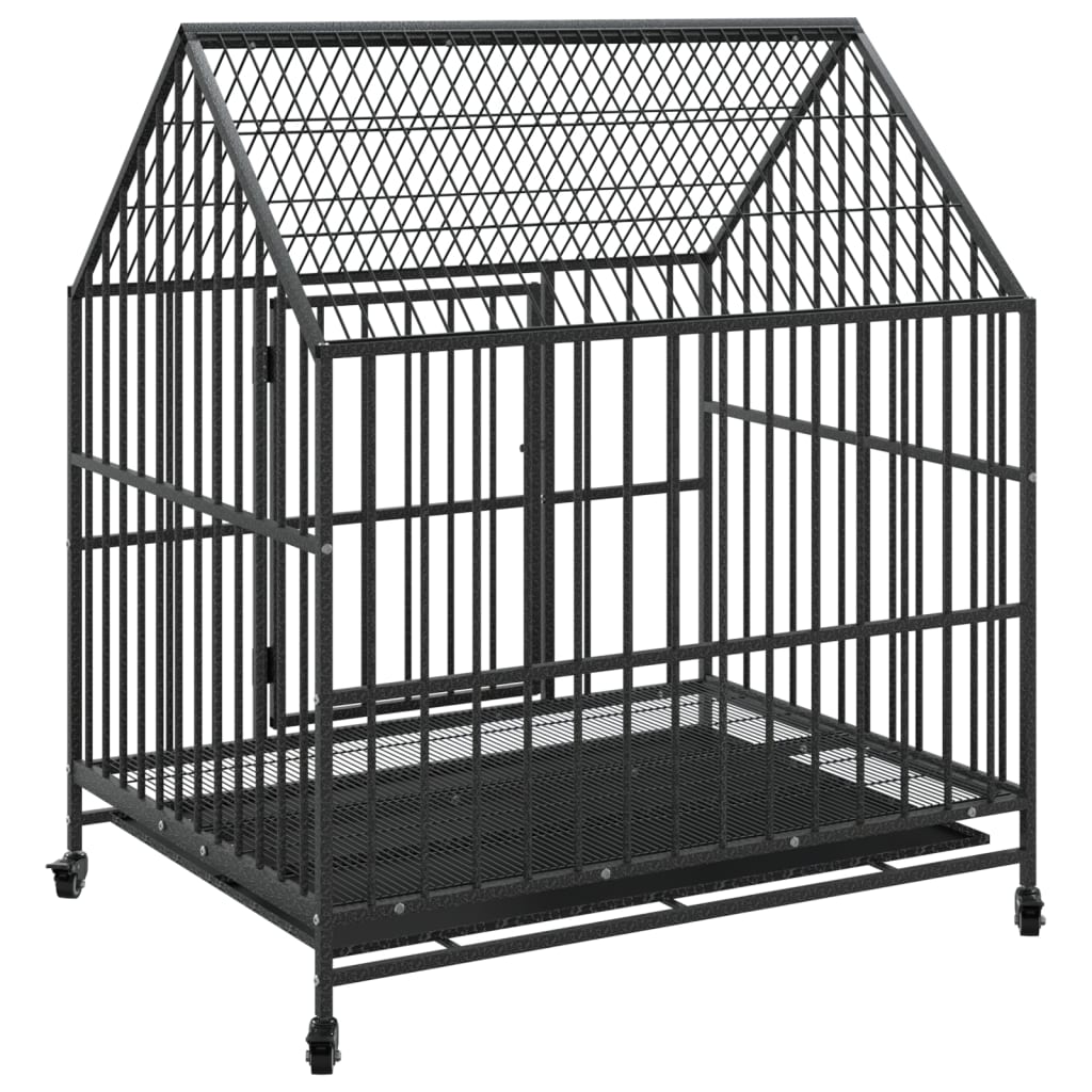 Dog Cage Black Galvanized steel Large Dog Cage Rectangular