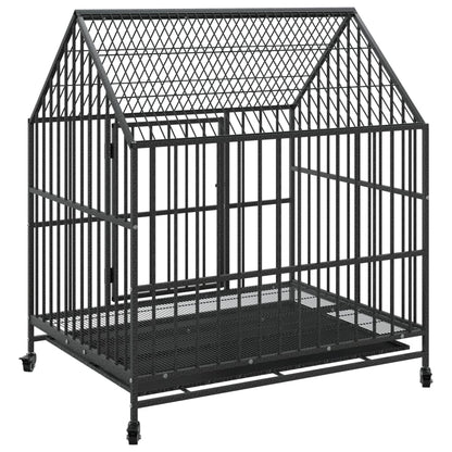 Dog Cage Black Galvanized steel Large Dog Cage Rectangular