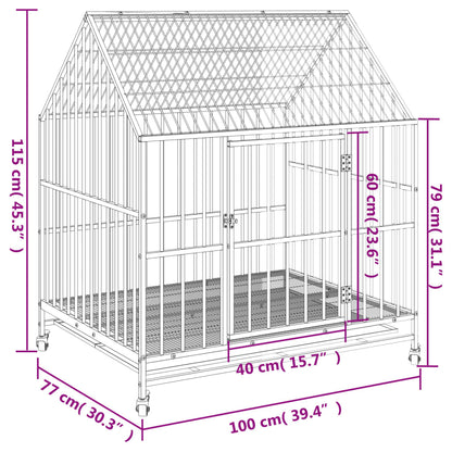 Dog Cage Black Galvanized steel Large Dog Cage Rectangular