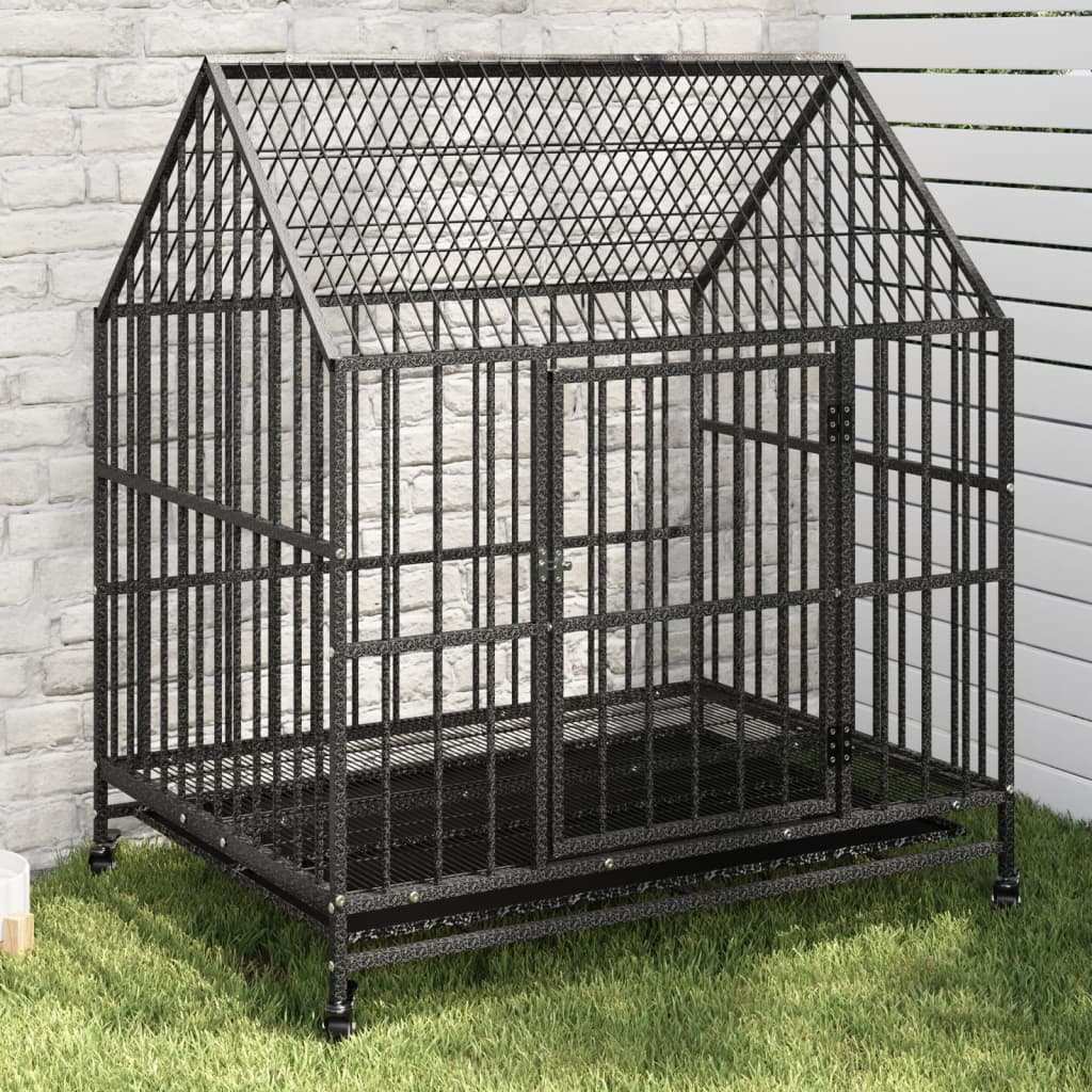 Dog Cage Black Galvanized steel Large Dog Cage Rectangular