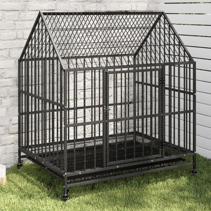 Dog Cage Black Galvanized steel Large Dog Cage Rectangular