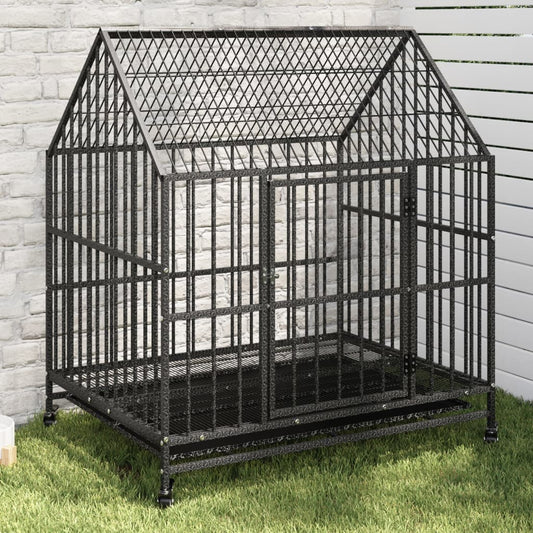 Dog Cage Black Galvanized steel Large Dog Cage Rectangular
