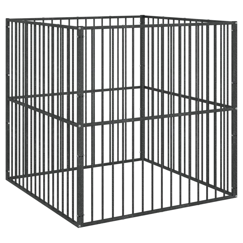 Dog Playpen Black Galvanized Steel 39.4 in x 39.4 in x 39.4 in