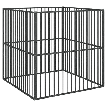 Dog Playpen Black Galvanized Steel 39.4 in x 39.4 in x 39.4 in