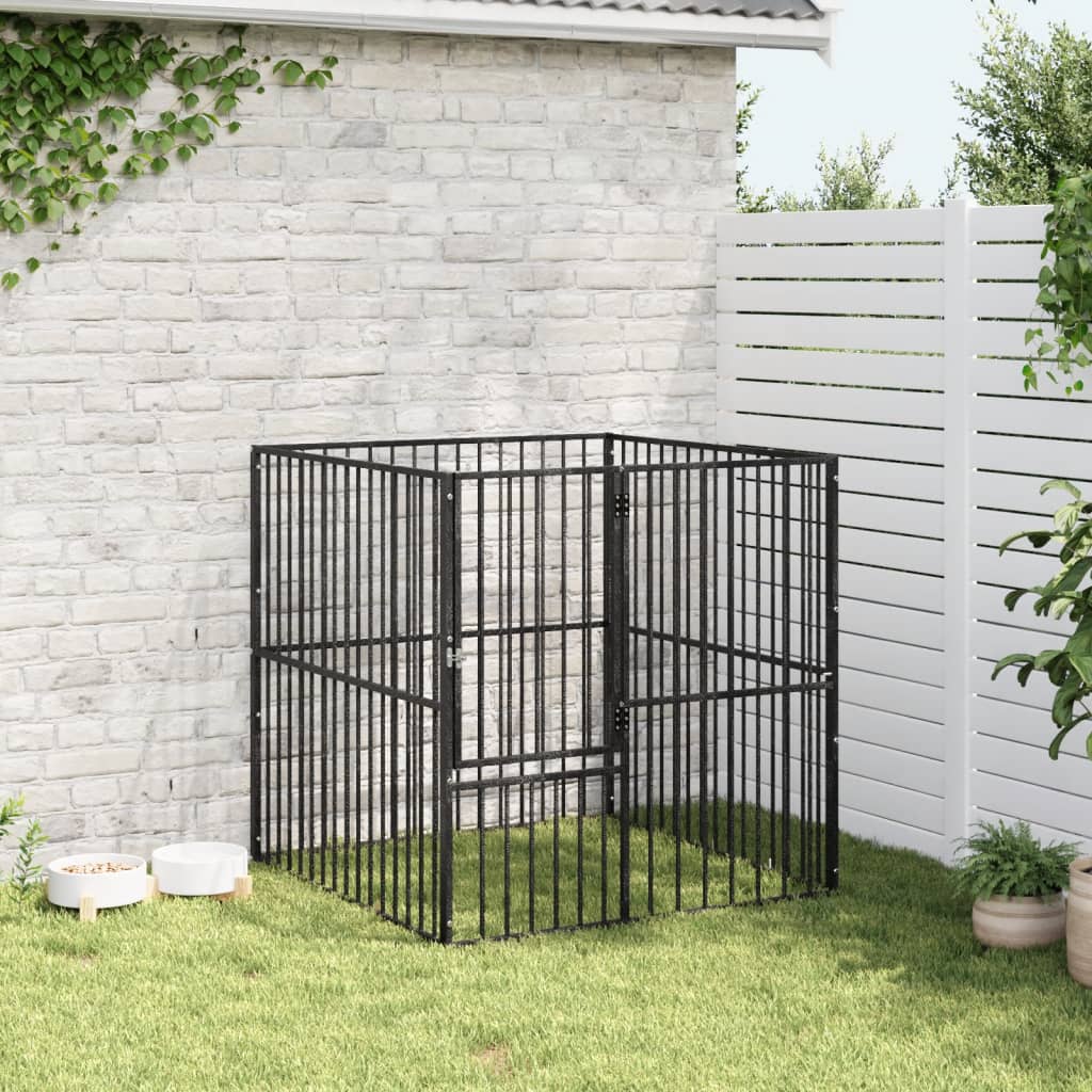 Dog Playpen Black Galvanized Steel 39.4 in Durable Dog Playpen