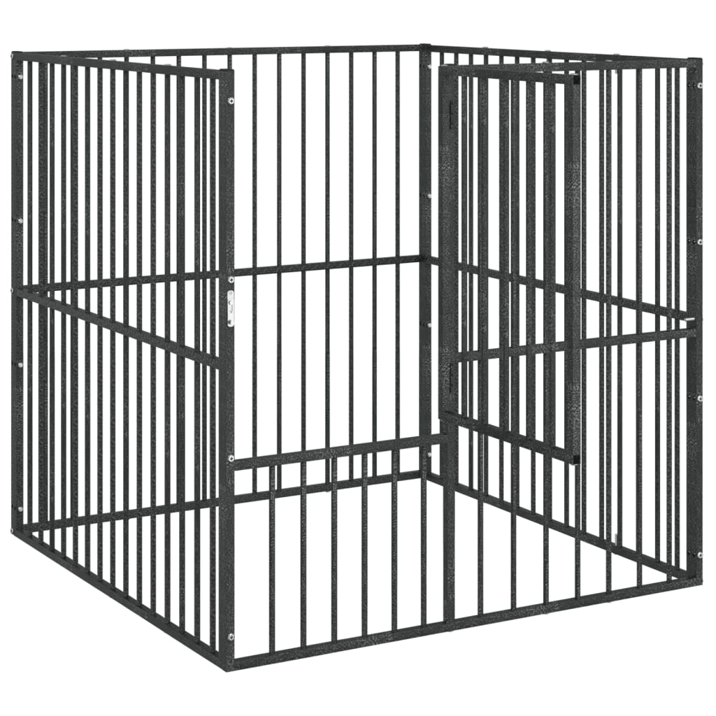 Dog Playpen Black Galvanized Steel 39.4 in Durable Dog Playpen