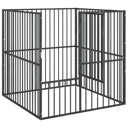 Dog Playpen Black Galvanized Steel 39.4 in Durable Dog Playpen