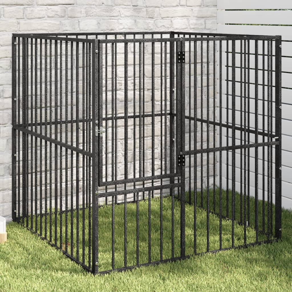 Dog Playpen Black Galvanized Steel 39.4 in Durable Dog Playpen
