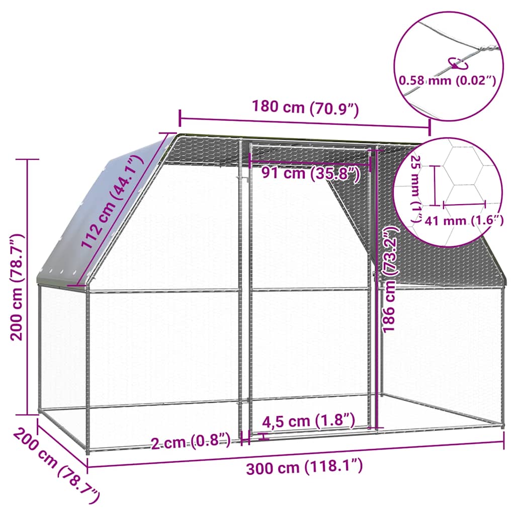 Chicken Cage Silver and grey Galvanized steel, Polyethylene Large