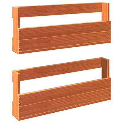 Wall-mounted Shoe Rack Set of 2 Wax brown Solid pine wood