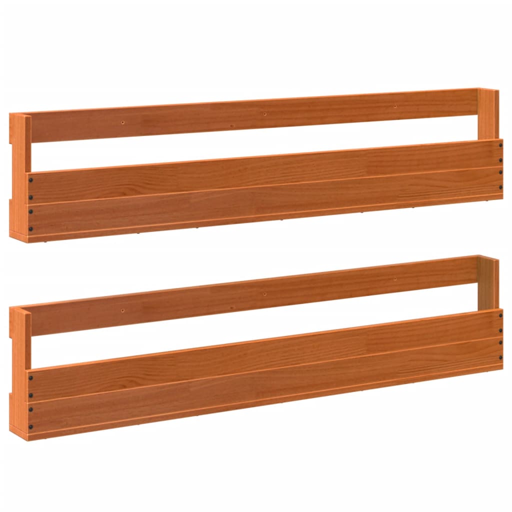 Wall-mounted Shoe Rack Set of 2 Wax Brown Solid pine wood Medium