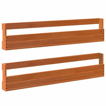 Wall-mounted Shoe Rack Set of 2 Wax Brown Solid pine wood Medium