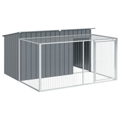 Dog House with Run Anthracite 77.6x76.4x43.3" Galvanised Steel