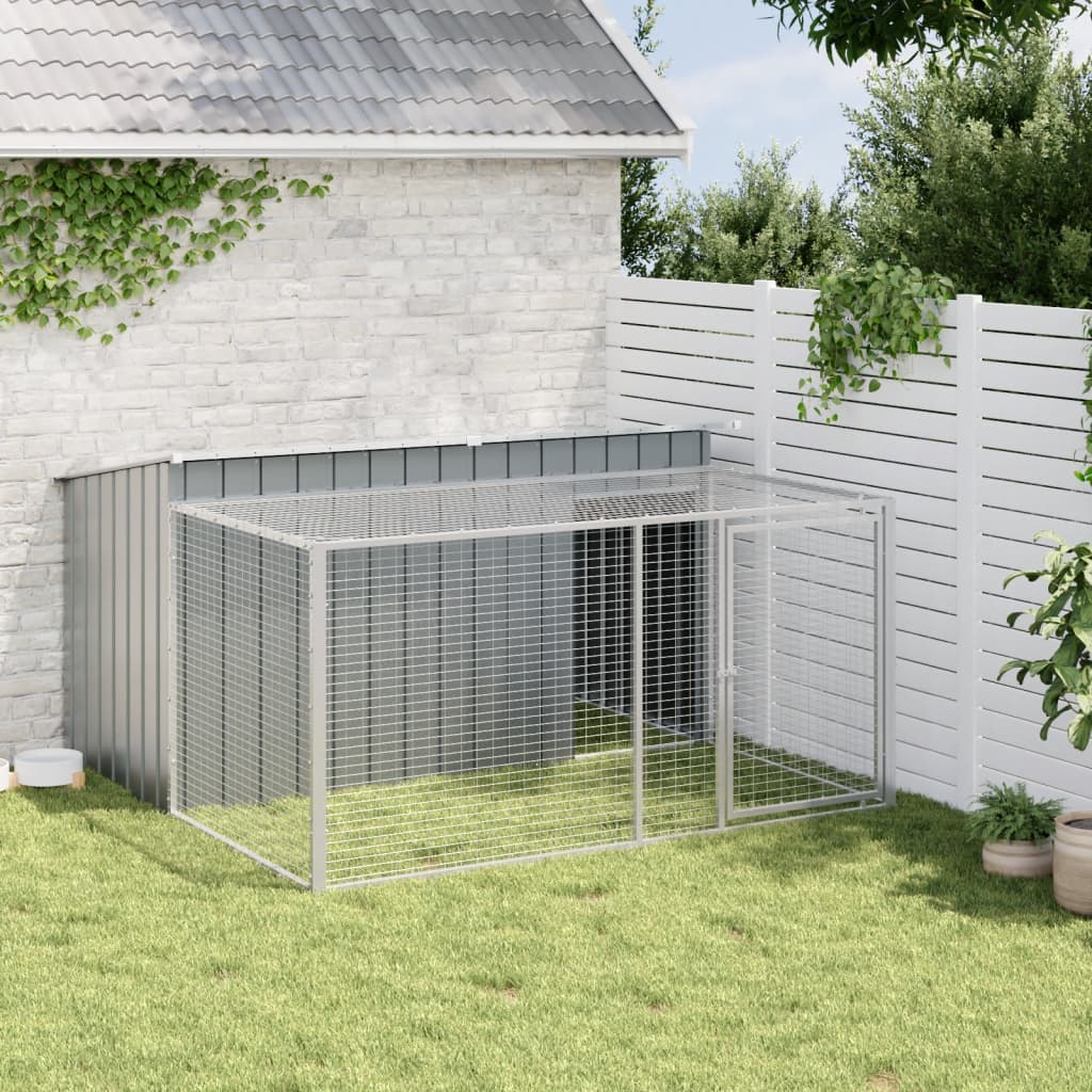 Dog House with Run Anthracite 77.6x76.4x43.3" Galvanised Steel