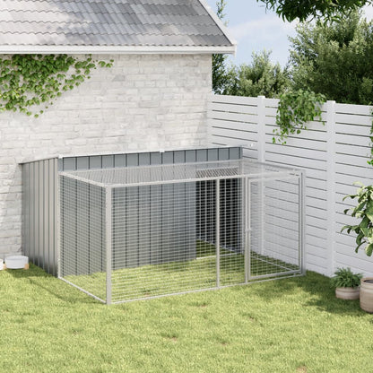 Dog House with Run Anthracite 77.6x76.4x43.3" Galvanised Steel
