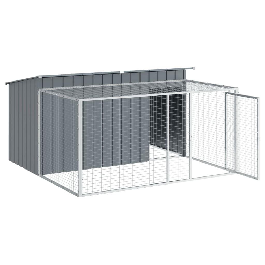 Dog House with Run Anthracite 77.6x76.4x43.3" Galvanised Steel