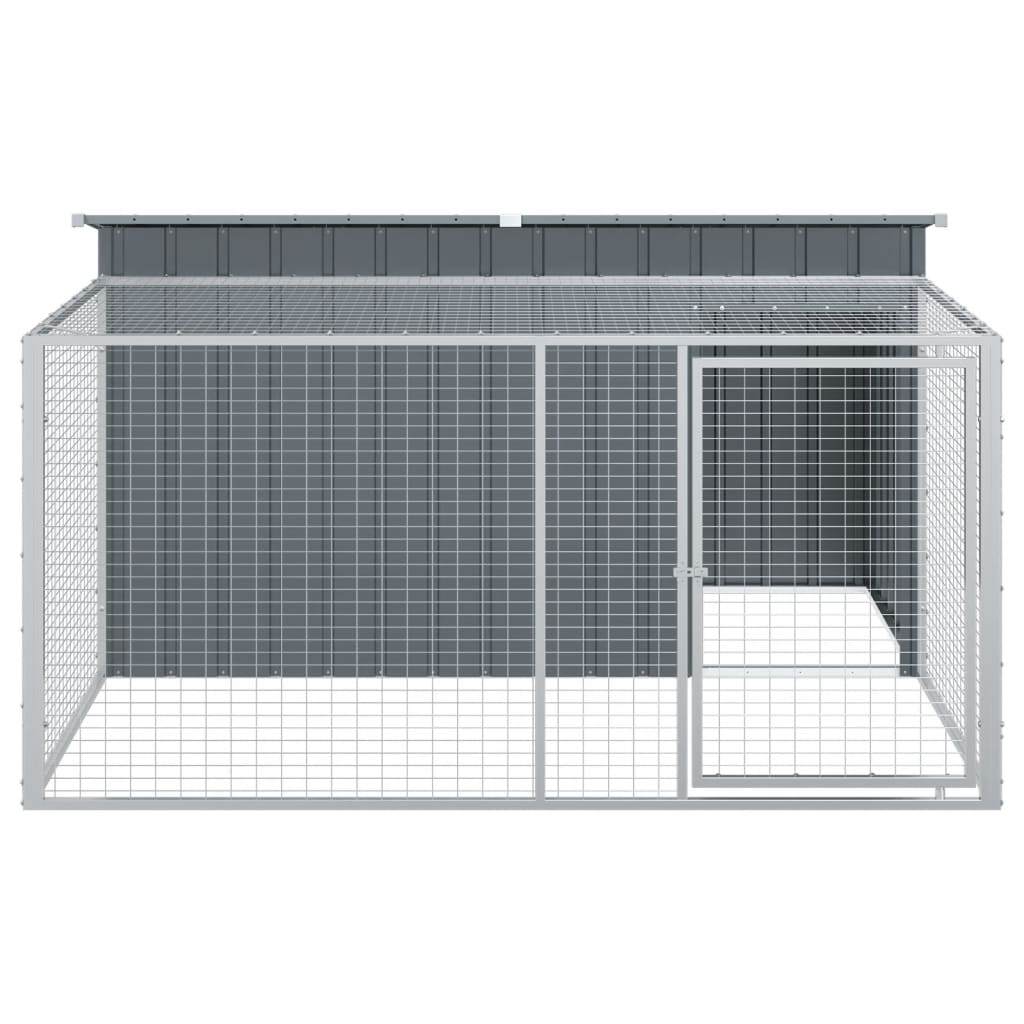 Dog House with Run Anthracite 77.6x76.4x43.3" Galvanised Steel