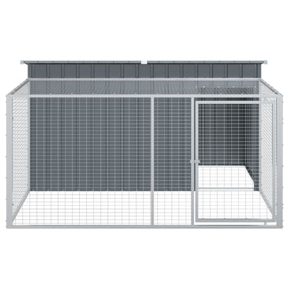 Dog House with Run Anthracite 77.6x76.4x43.3" Galvanised Steel