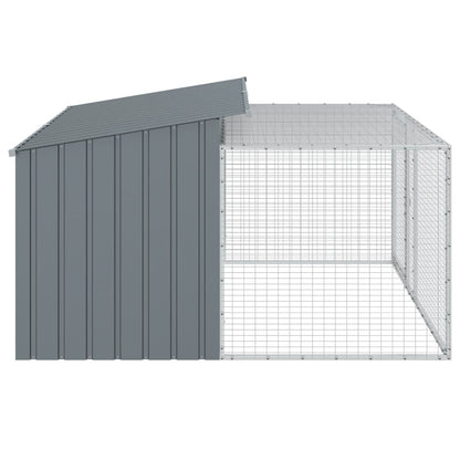 Dog House with Run Anthracite 77.6x76.4x43.3" Galvanised Steel