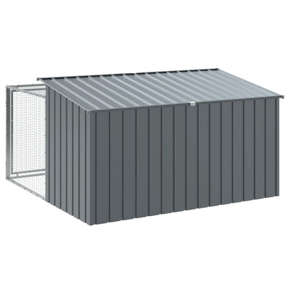 Dog House with Run Anthracite 77.6x76.4x43.3" Galvanised Steel
