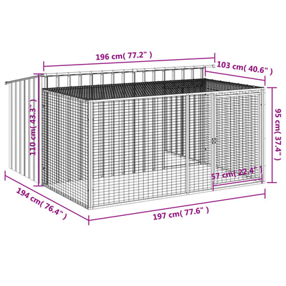 Dog House with Run Anthracite 77.6x76.4x43.3" Galvanised Steel