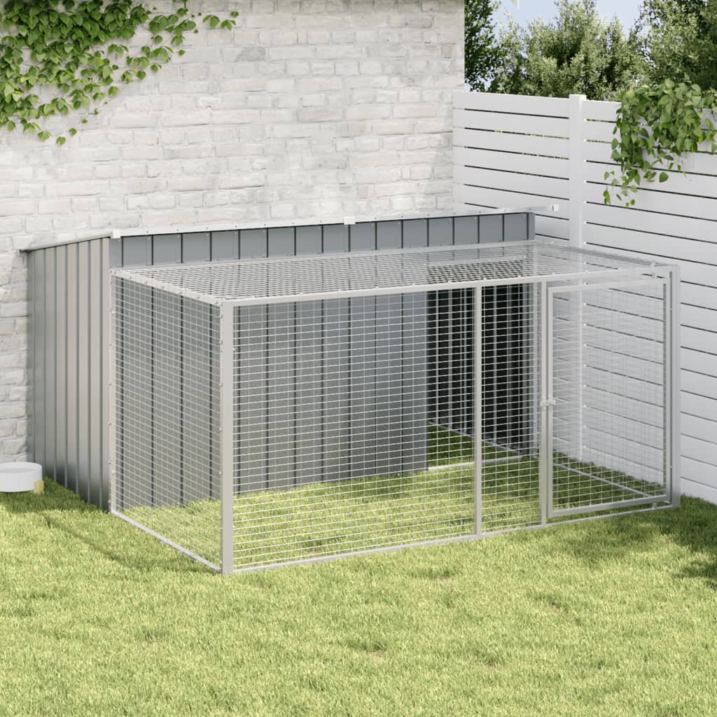 Dog House with Run Anthracite 77.6x76.4x43.3" Galvanised Steel