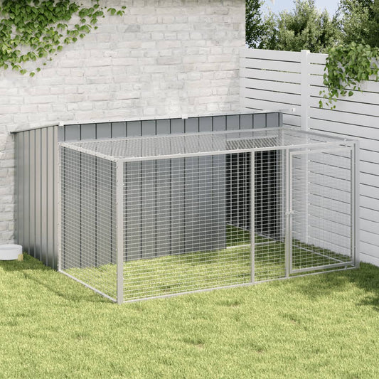 Dog House with Run Anthracite 77.6x76.4x43.3" Galvanised Steel