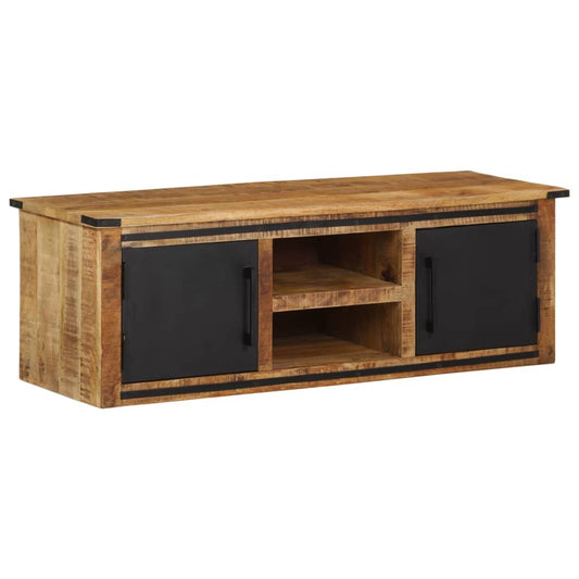TV Cabinet Natural wood with black doors Solid Mango Wood Medium