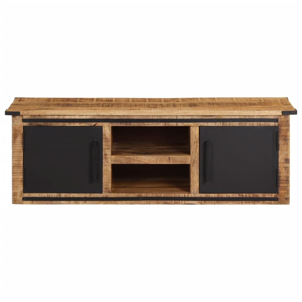TV Cabinet Natural wood with black doors Solid Mango Wood Medium