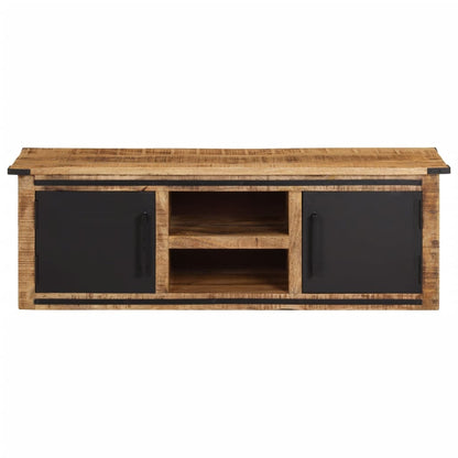 TV Cabinet Natural wood with black doors Solid Mango Wood Medium