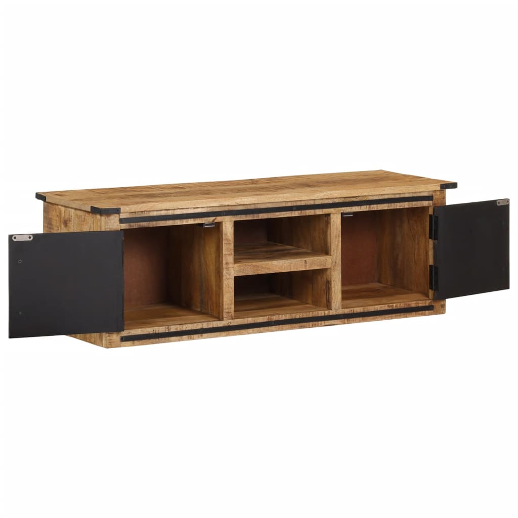 TV Cabinet Natural wood with black doors Solid Mango Wood Medium