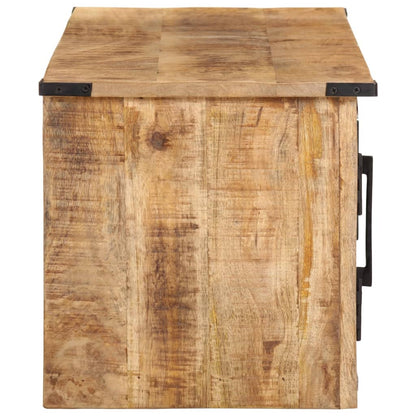 TV Cabinet Natural wood with black doors Solid Mango Wood Medium