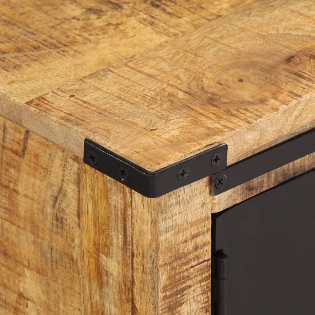 TV Cabinet Natural wood with black doors Solid Mango Wood Medium