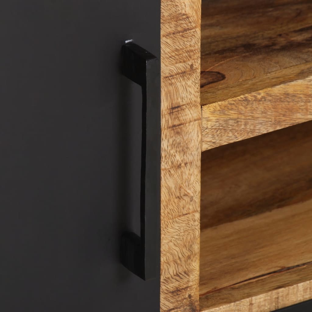 TV Cabinet Natural wood with black doors Solid Mango Wood Medium