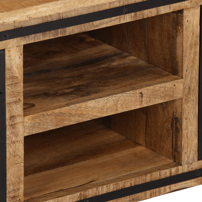 TV Cabinet Natural wood with black doors Solid Mango Wood Medium