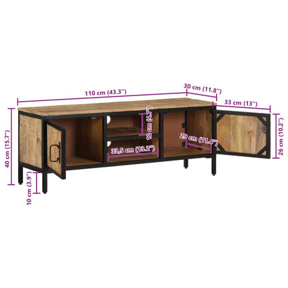 TV Cabinet Rough Mango Wood Solid Rough Mango Wood