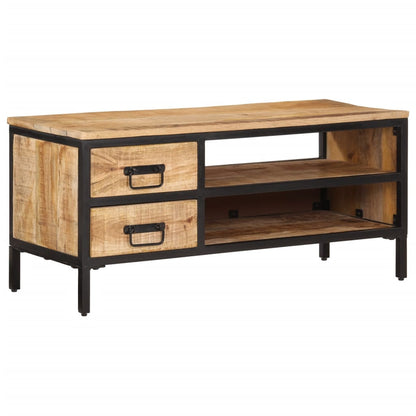 TV Cabinet Natural Solid mango wood with a natural finish, iron
