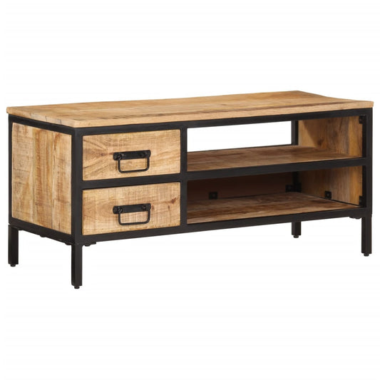 TV Cabinet Natural Solid mango wood with a natural finish, iron