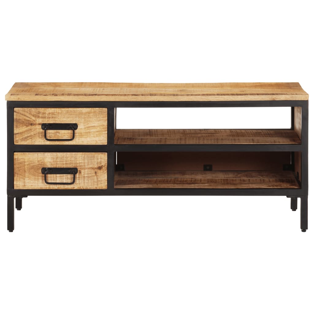 TV Cabinet Natural Solid mango wood with a natural finish, iron