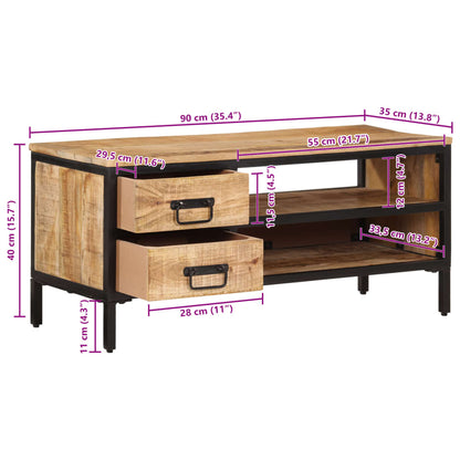 TV Cabinet Natural Solid mango wood with a natural finish, iron
