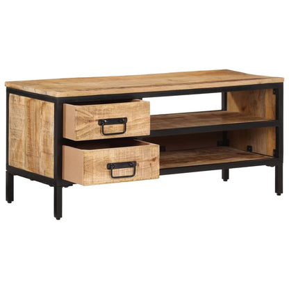 TV Cabinet Natural Solid mango wood with a natural finish, iron