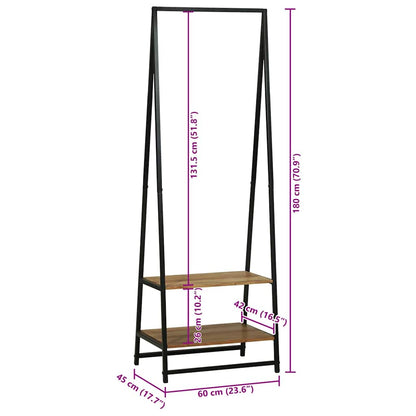 Clothes Rack Black 60 x 45 x 180 cm Solid Acacia wood