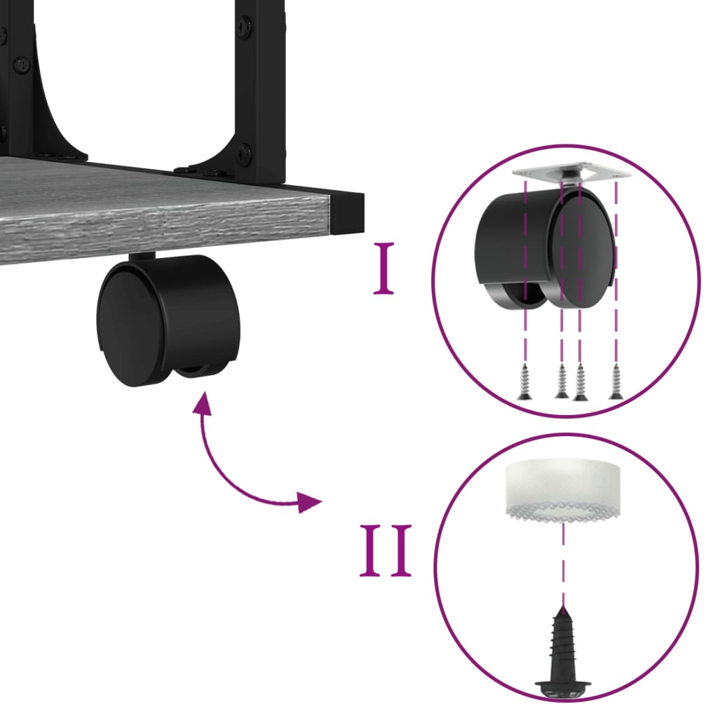 Printer Stand 2-Tier Gray Sonoma 16.1"x11"x13.2" Engineered Wood