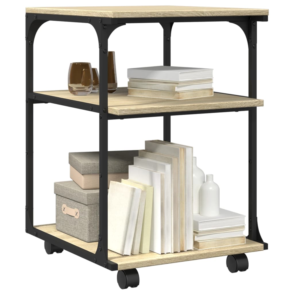 Printer Stand 3-Tier Sonoma Oak 16.9"x18.9"x25.2" Engineered Wood